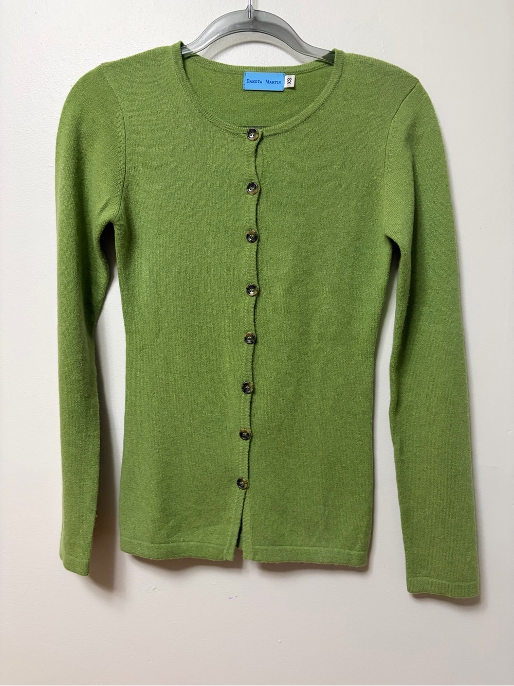 Dakota Martin 100% Cashmere Green Cardigan Sweater Size XS